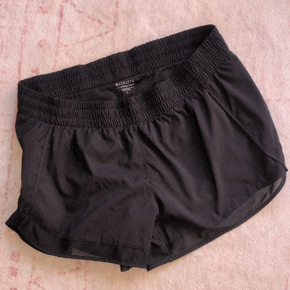 Athleta Mesh Racer Run Short 4" Black